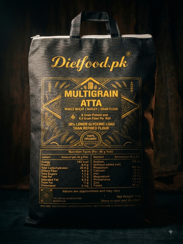 Dietfood.pk Premium Multigrain Atta | 5kg Pack | Low Glycemic Load & High Fiber