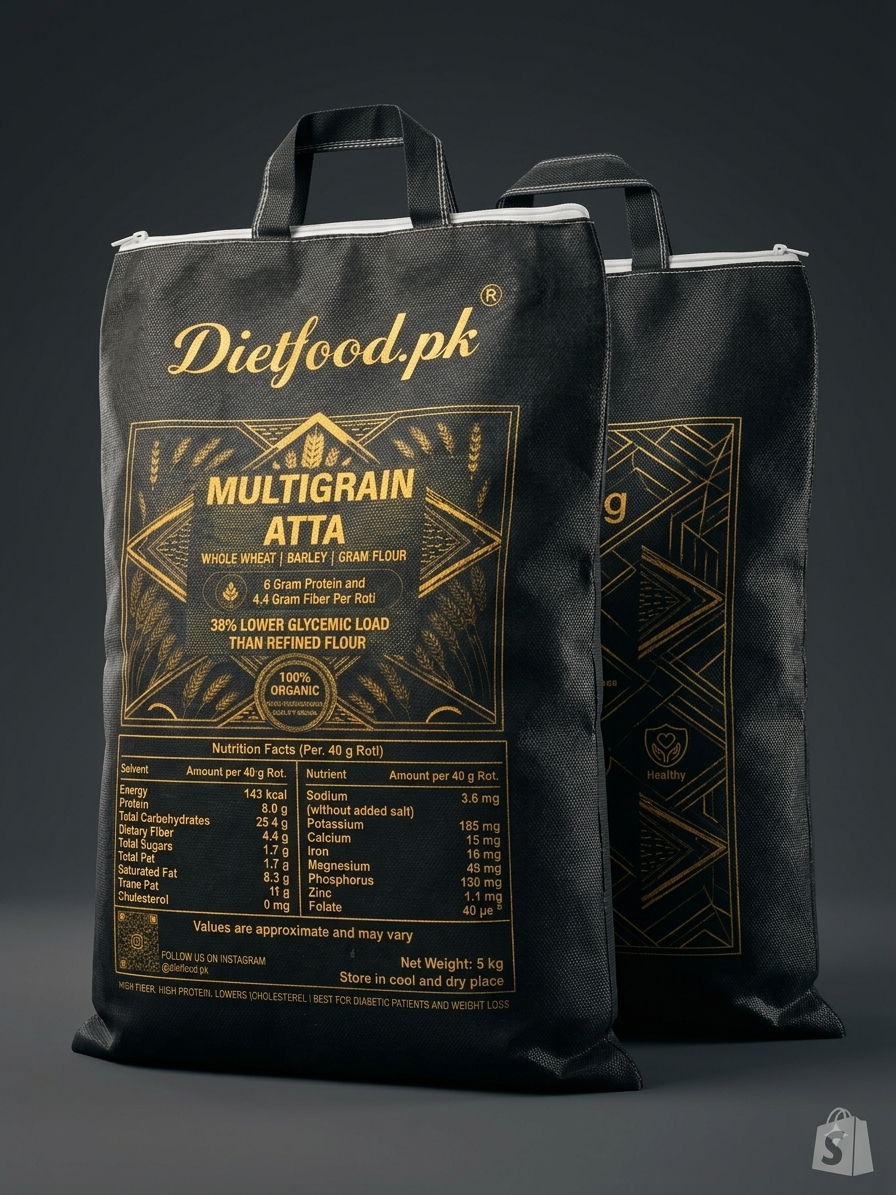 Dietfood.pk Premium Multigrain Atta | 5kg Pack | Low Glycemic Load & High Fiber
